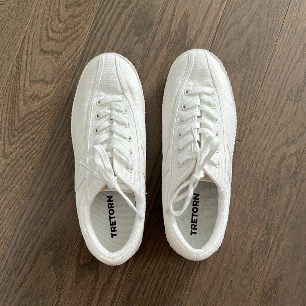 Tretorn Nylite Plus Canvas Sneaker in White, size 6